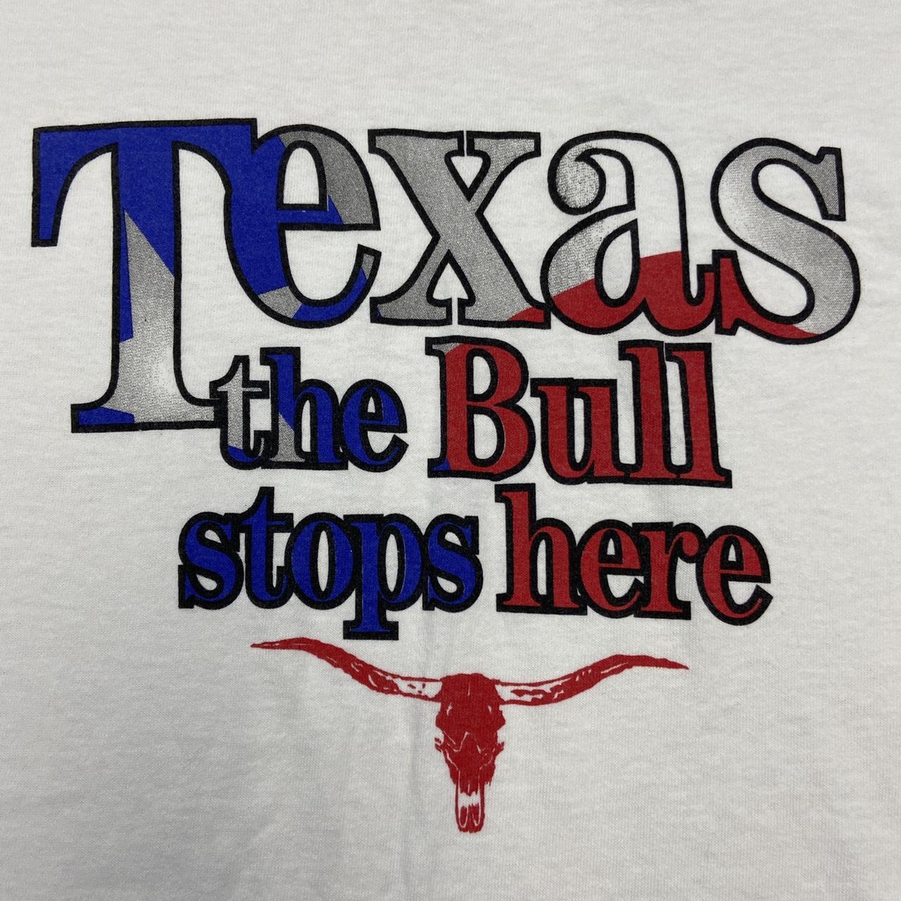 Vintage 90s USA Texas state ‘the bull stops here’ graphic white t-shirt