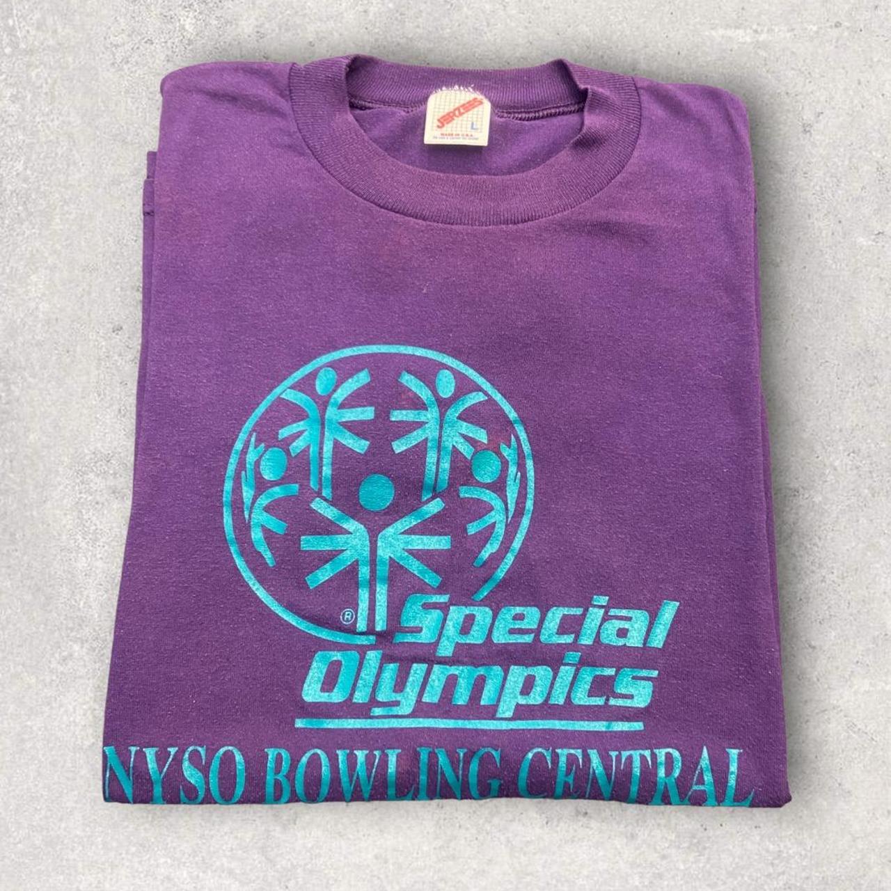 Vintage 90s USA special Olympics bowling Saratoga springs New York graphic t-shirt