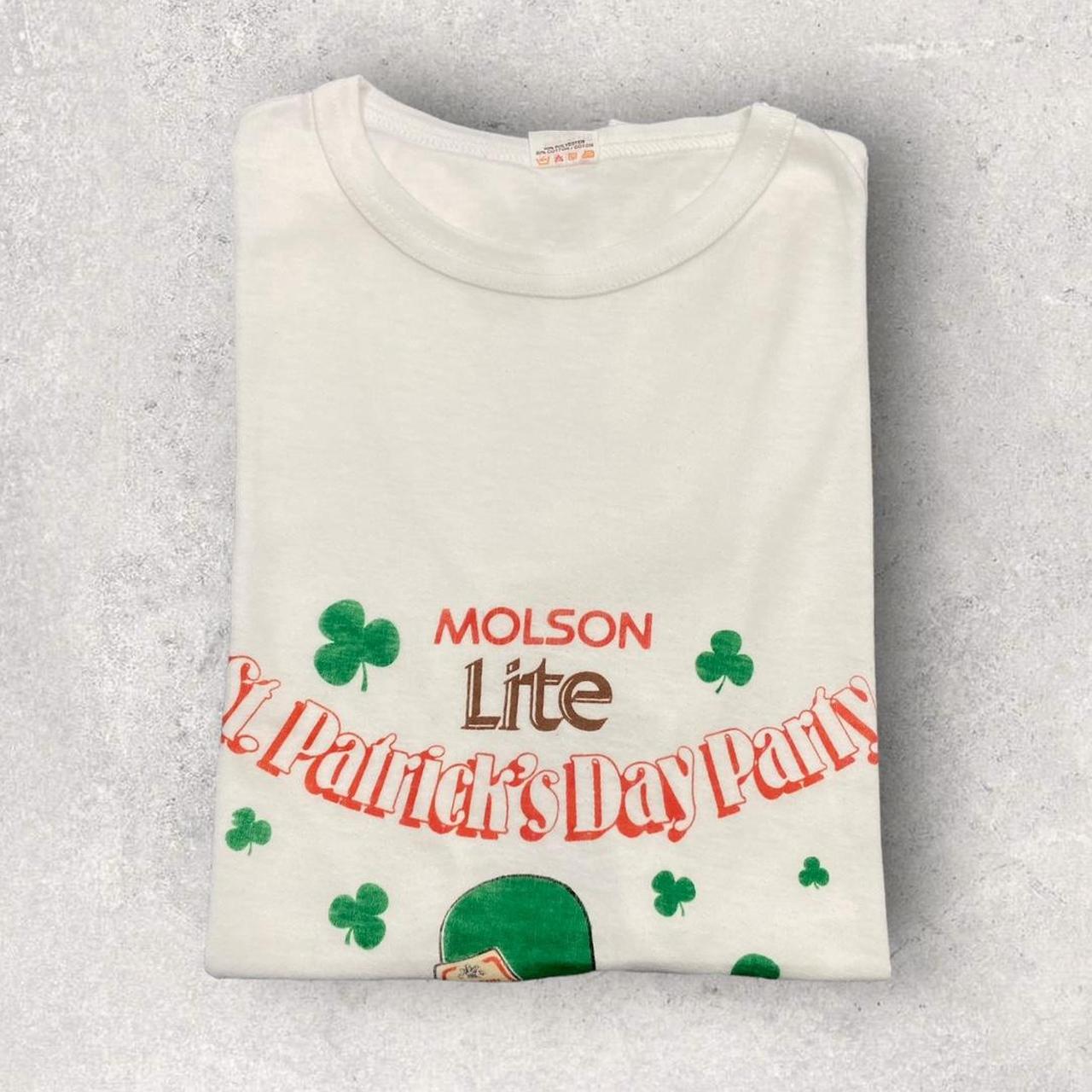 Vintage 80s USA Molson lite beer St Patrick’s Day party leprechaun promotional graphic t-shirt