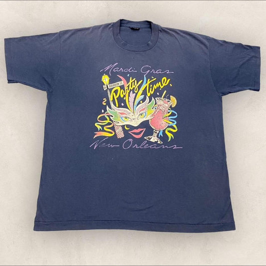 Vintage 90s USA Mardi Gras New Orleans Louisiana festival promotional graphic T-shirt