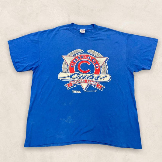 Vintage 90s USA Chicago Cubs MLB baseball graphic blue t-shirt