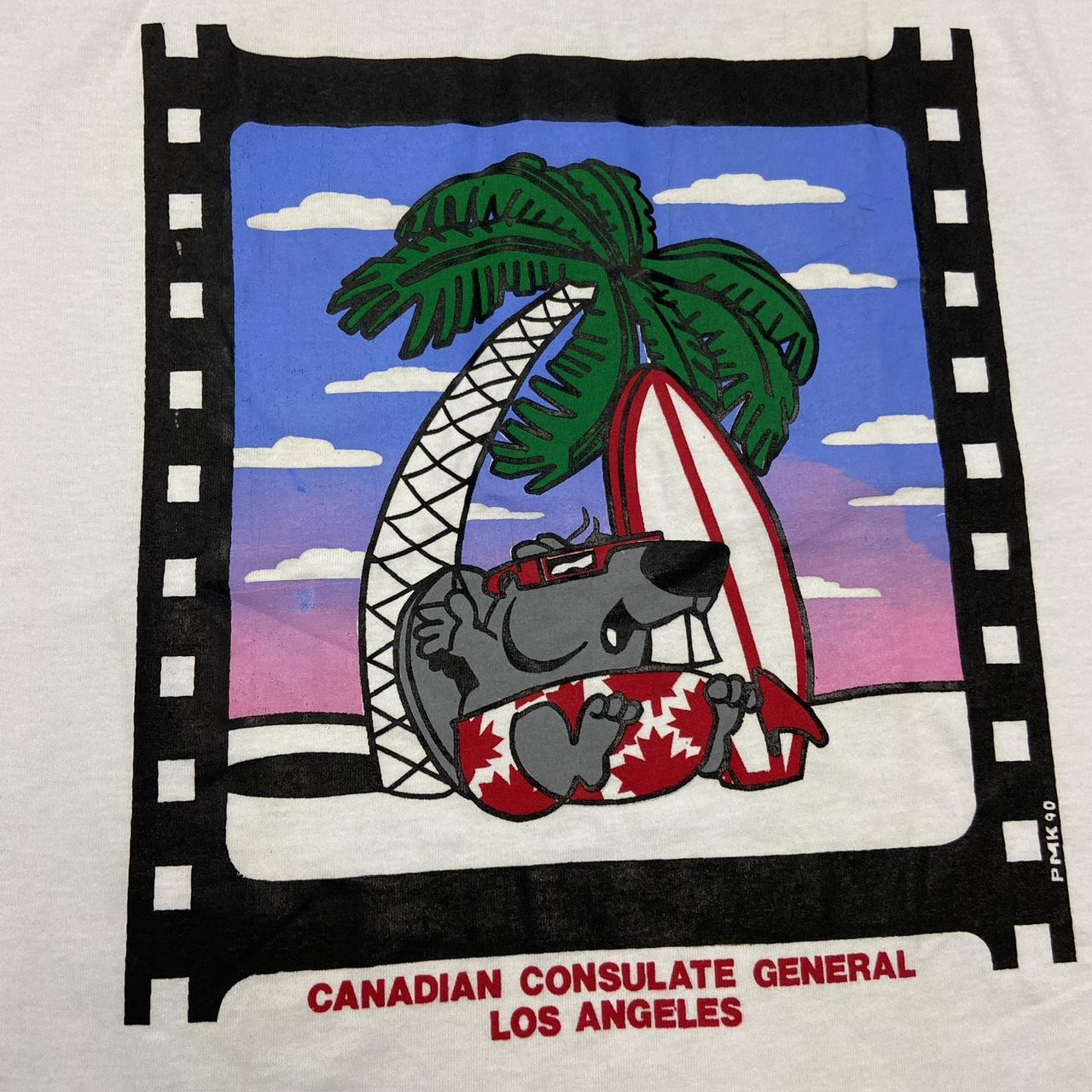 Vintage 90s USA Canadian consulate general Los Angeles California promotional graphic t-shirt