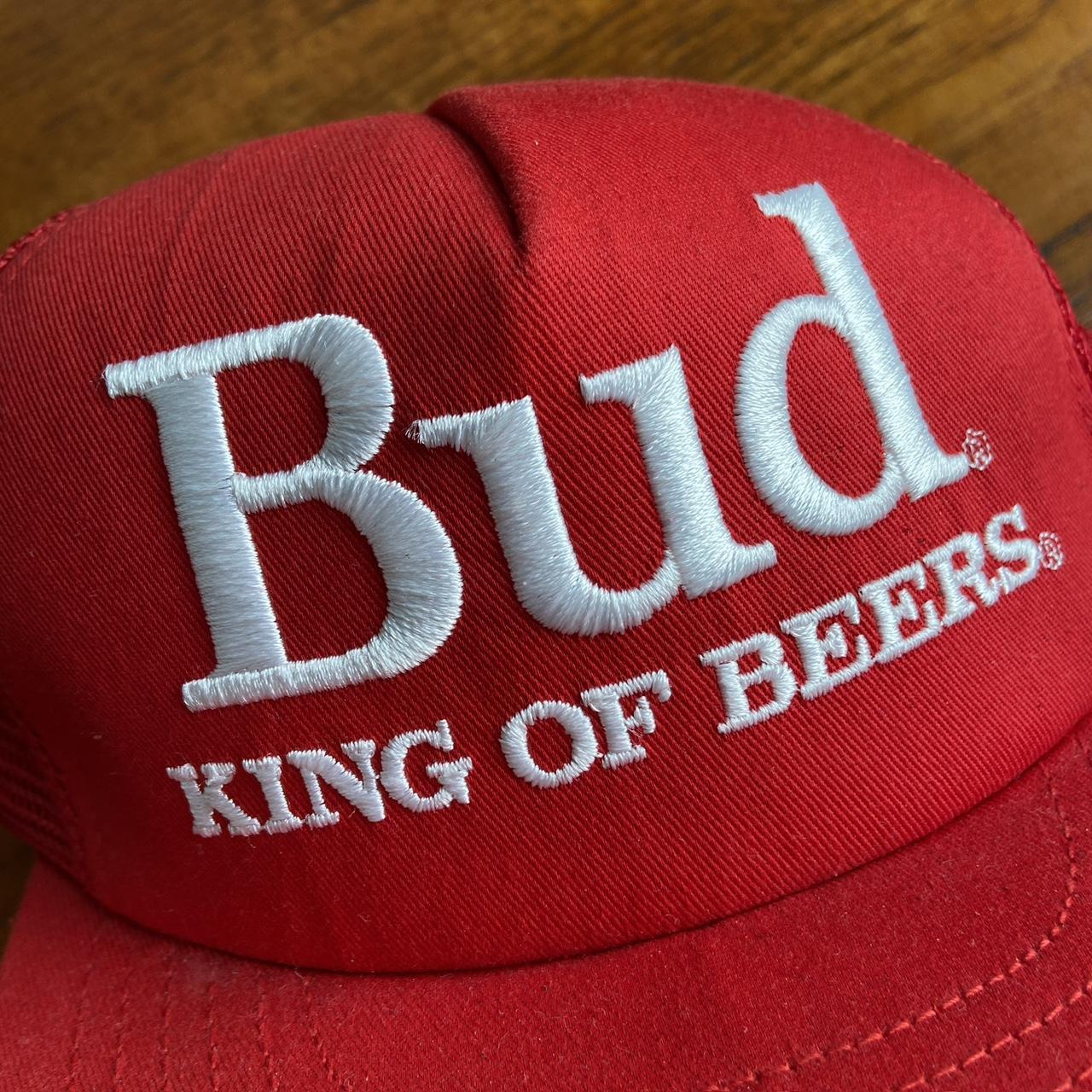 Vintage 90s USA Budweiser king of beers alcohol promotional graphic trucker cap