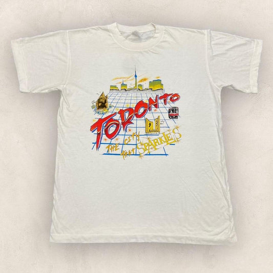 Vintage 90s Toronto Canada city skyline tourist souvenir promotional graphic t-shirt