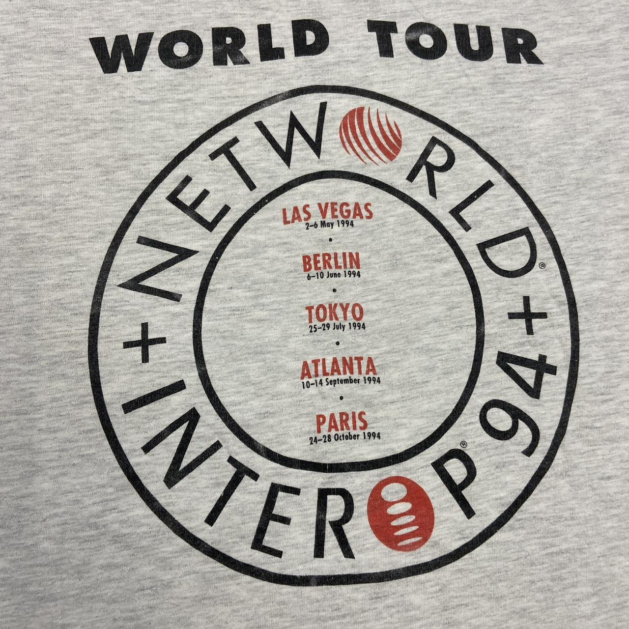 Vintage 90s USA Networld Interop IT world tour promotional graphic t-shirt