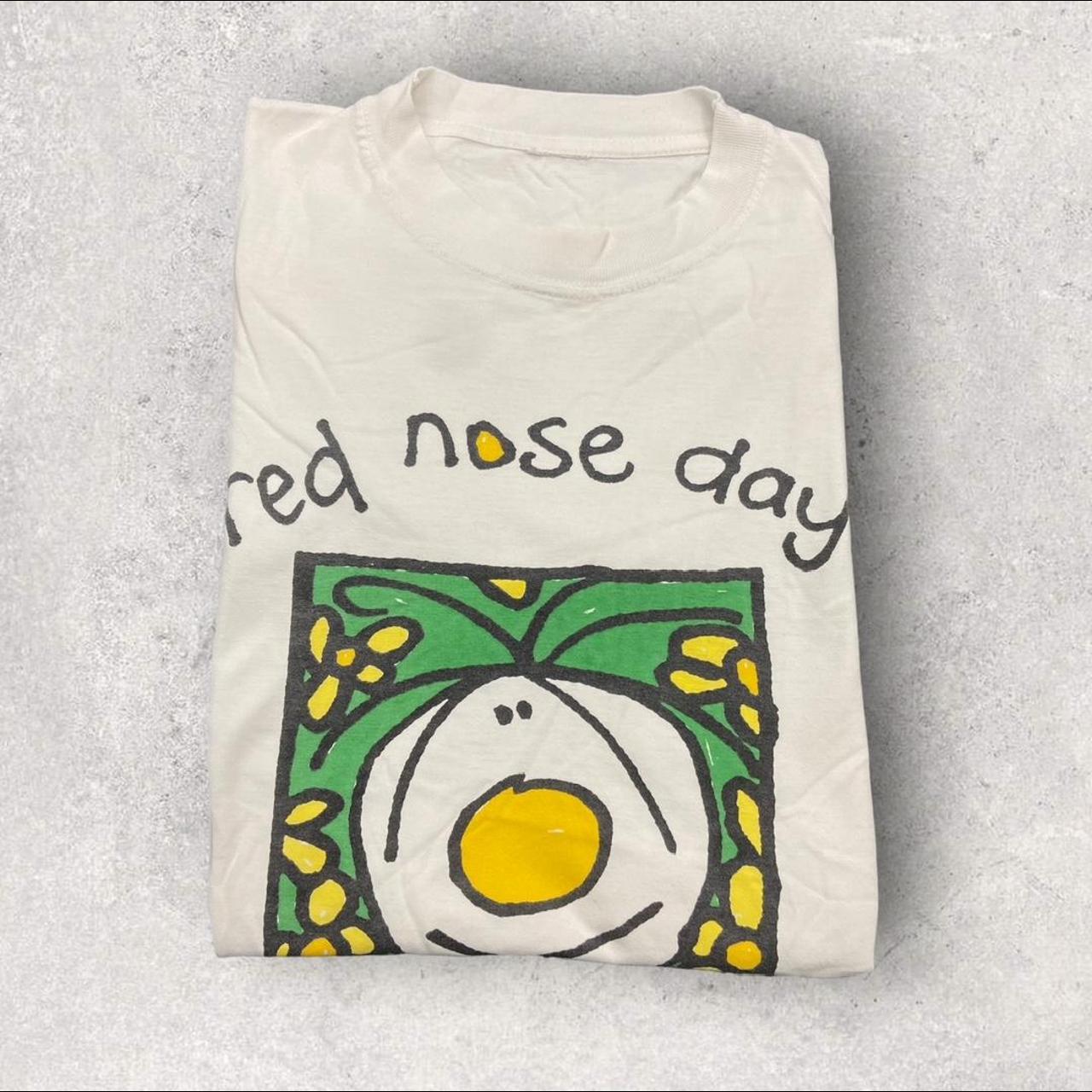 Vintage 90s Red Nose Day comic relief cartoon promotional graphic t-shirt