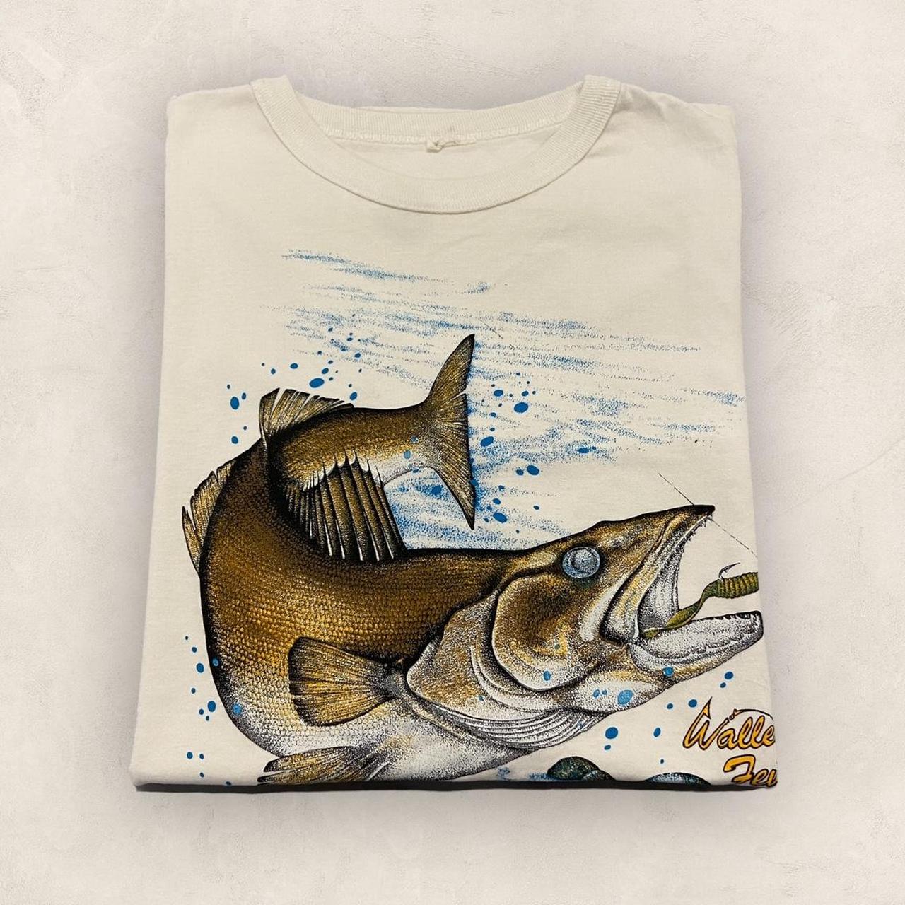 Vintage 90s USA Walleye fever pike fish Canada wildlife nature promotional graphic t-shirt