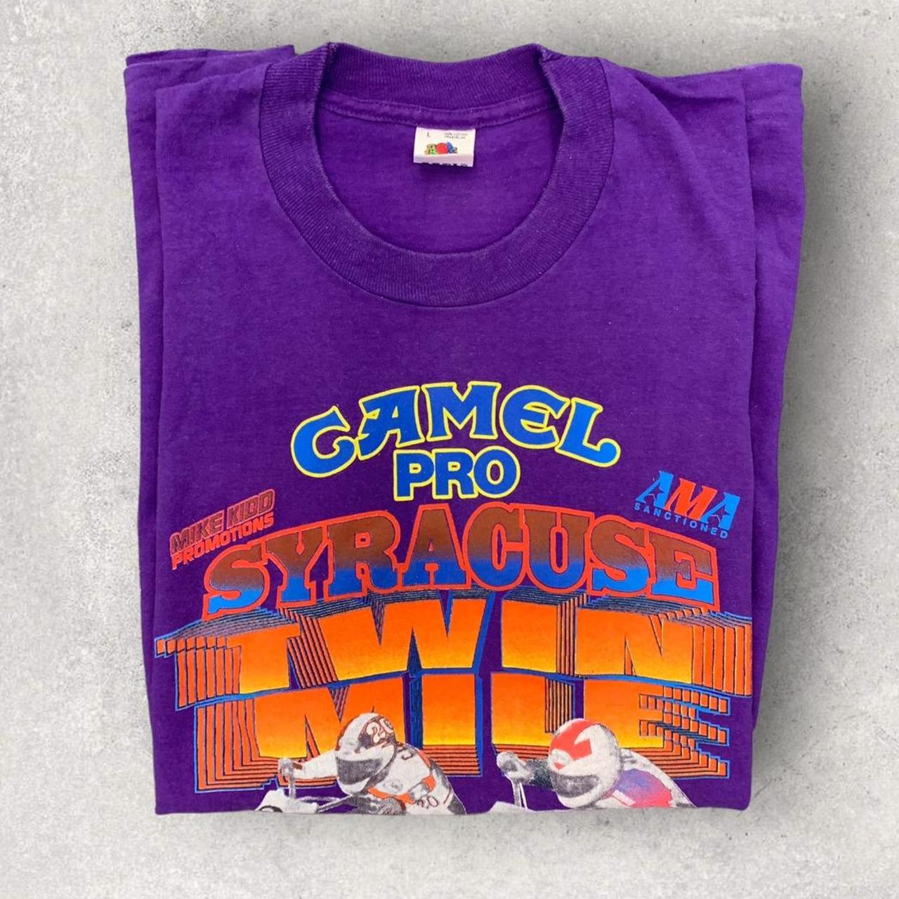 Vintage 90s USA camel pro Syracuse New York twin mile motorbike promotional graphic t-shirt