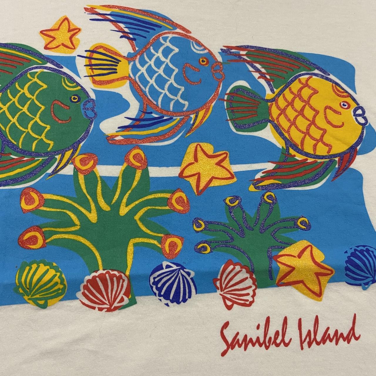 Vintage 90s USA Sanibel Island Florida tropical fish nature wildlife promotional graphic t-shirt