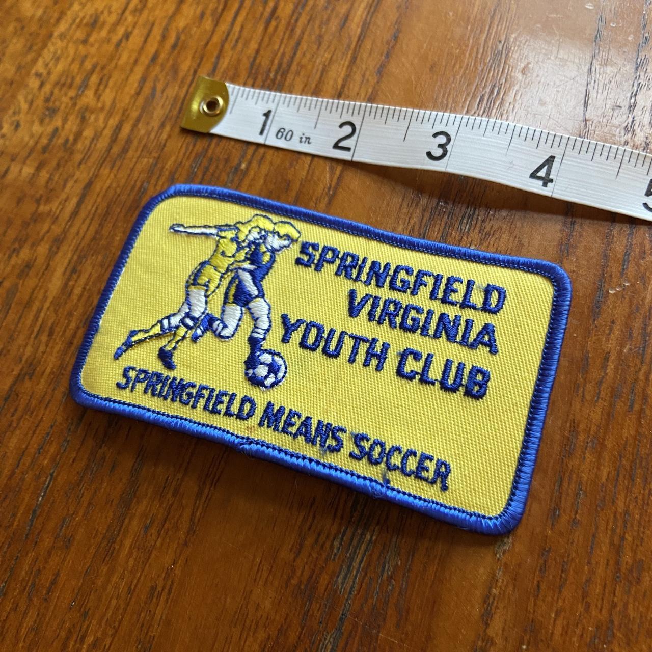 Vintage 80s USA patch Springfield Virginia youth club soccer football embroidered sew on badge