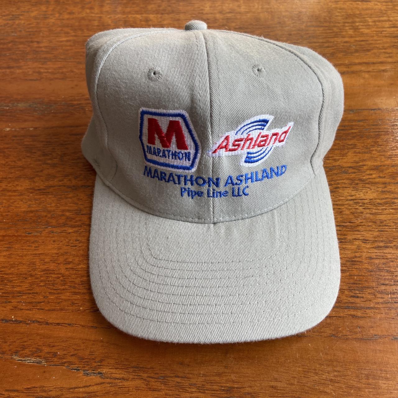 Vintage 90s USA marathon Ashland pipe line promotional graphic workwear cap