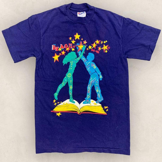 Vintage 90s USA beach book literature promotional graphic t-shirt