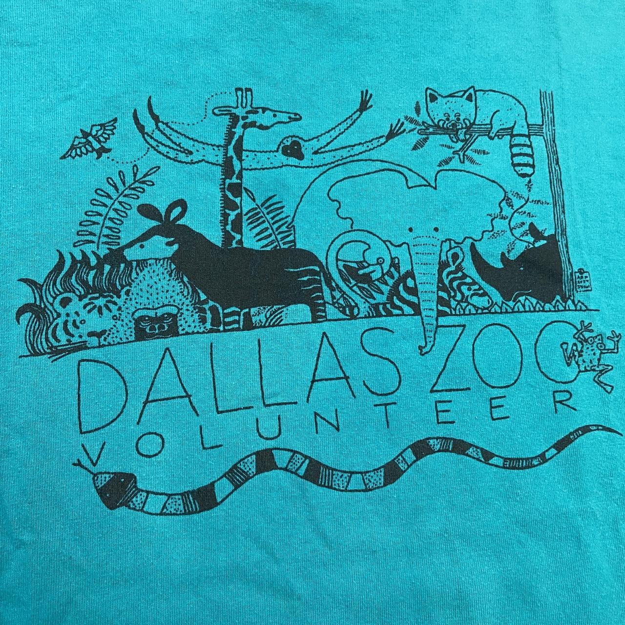 Vintage 90s USA Dallas zoo volunteer Texas nature wildlife promotional graphic t-shirt