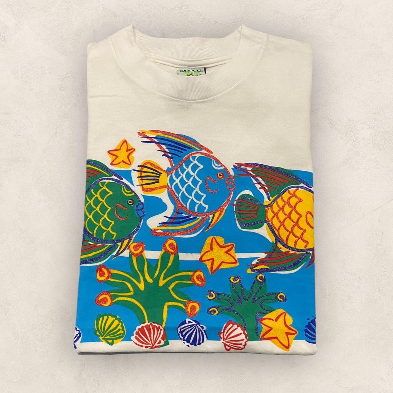 Vintage 90s USA Sanibel Island Florida tropical fish nature wildlife promotional graphic t-shirt