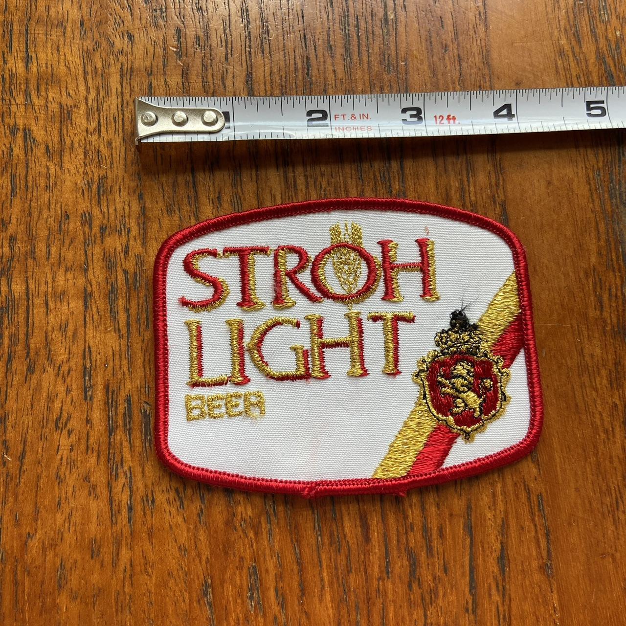 Vintage 80s USA patch Stroh light liquor beer alcohol embroidered sew on badge