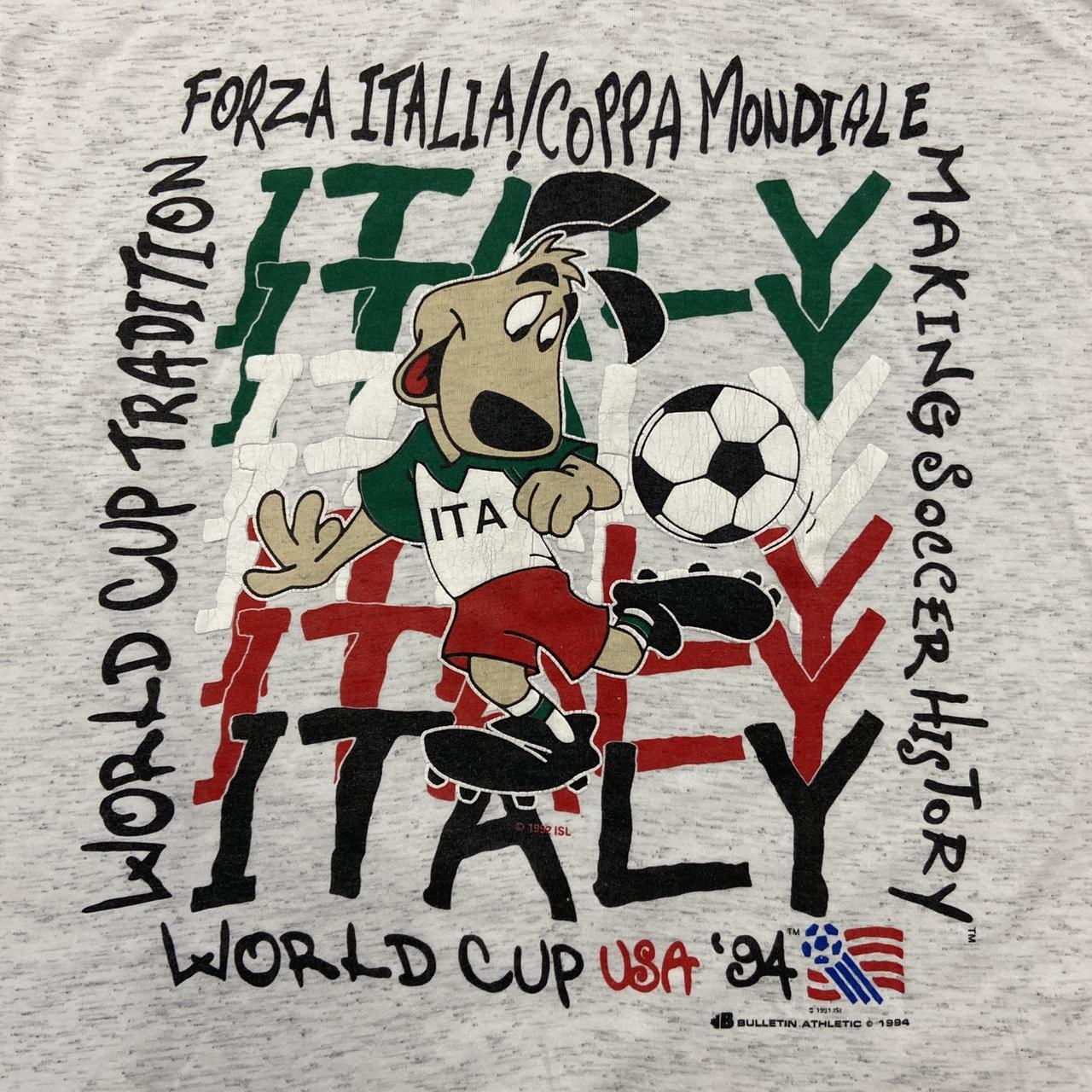 Vintage 90s USA World Cup 1994 Italy ‘forza italia’ graphic grey t-shirt