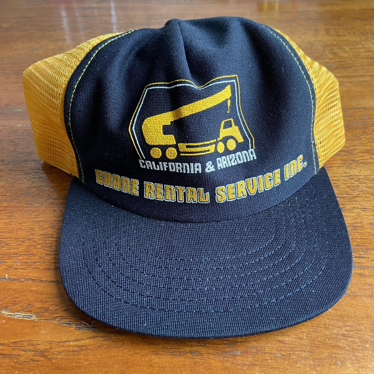 Vintage 90s USA crane rental service California Arizona promotional graphic trucker cap