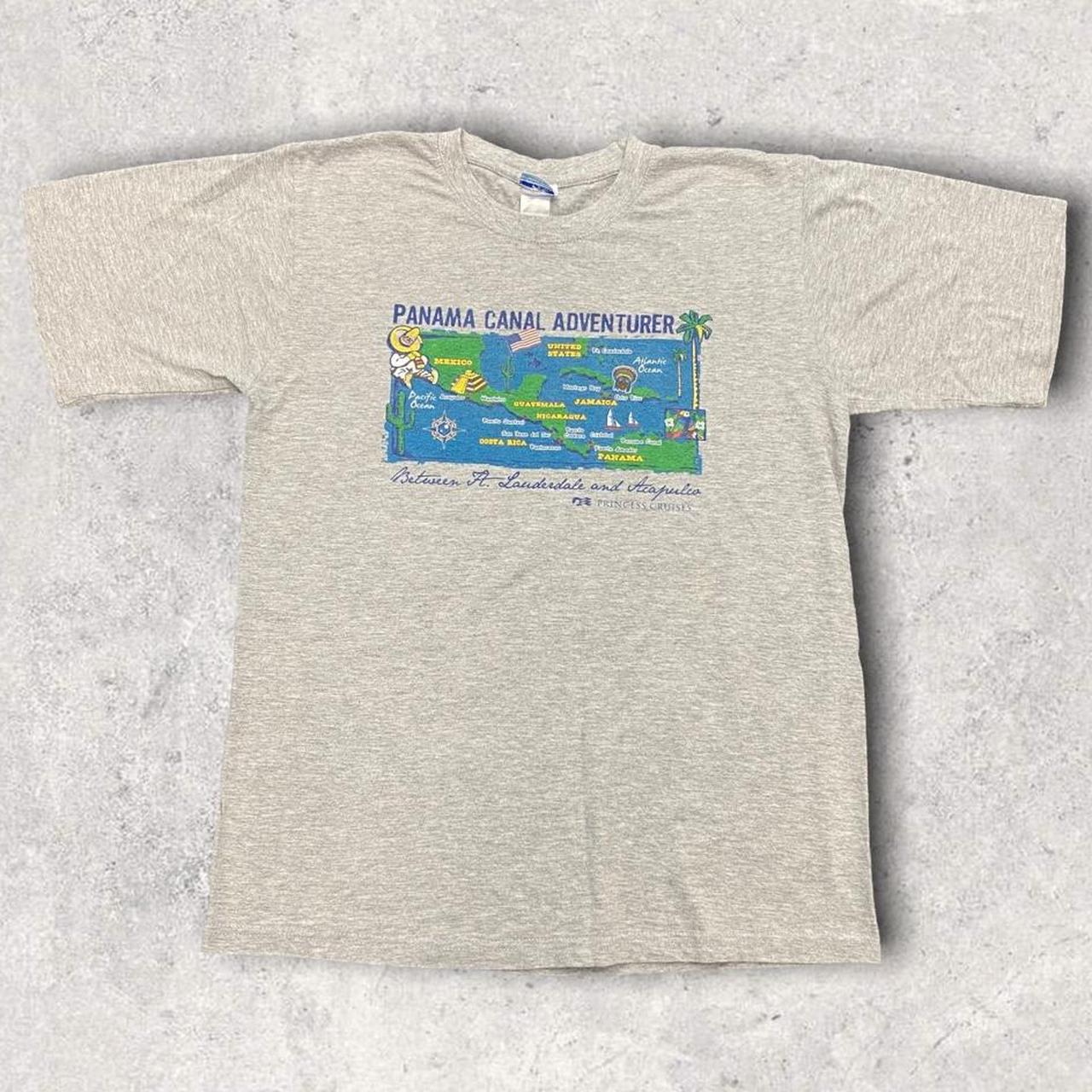 Vintage 90s Panama Canal adventurer princess cruises graphic grey t-shirt