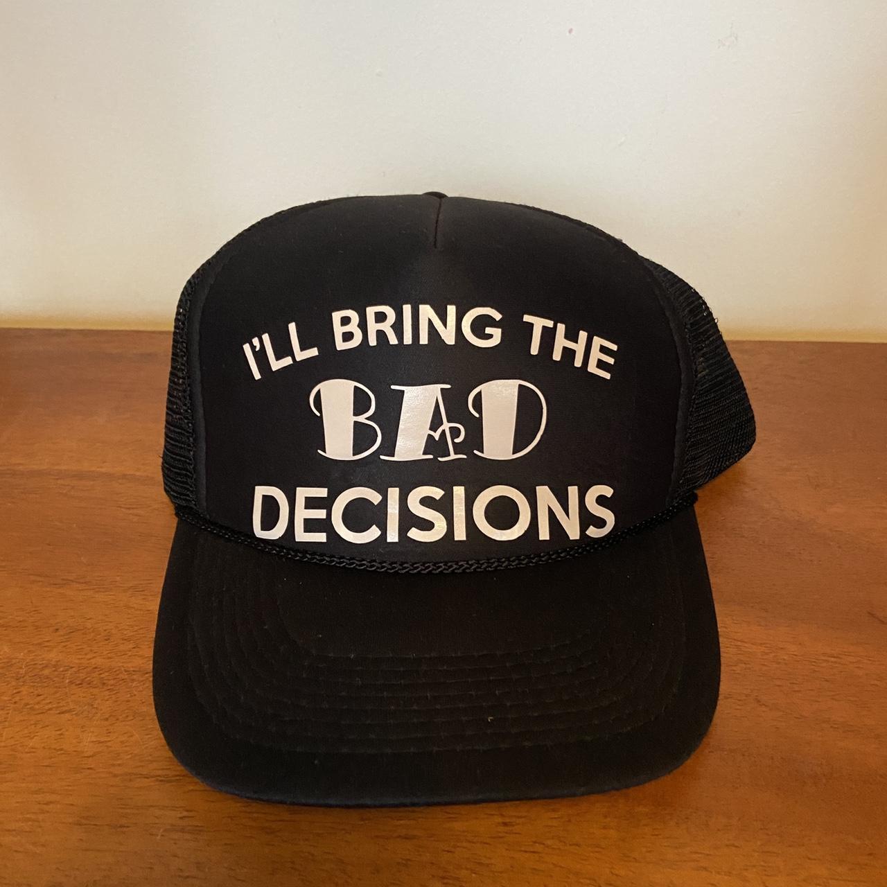 Vintage 90s USA ‘I’ll bring the bad decisions’ parody humour black trucker cap