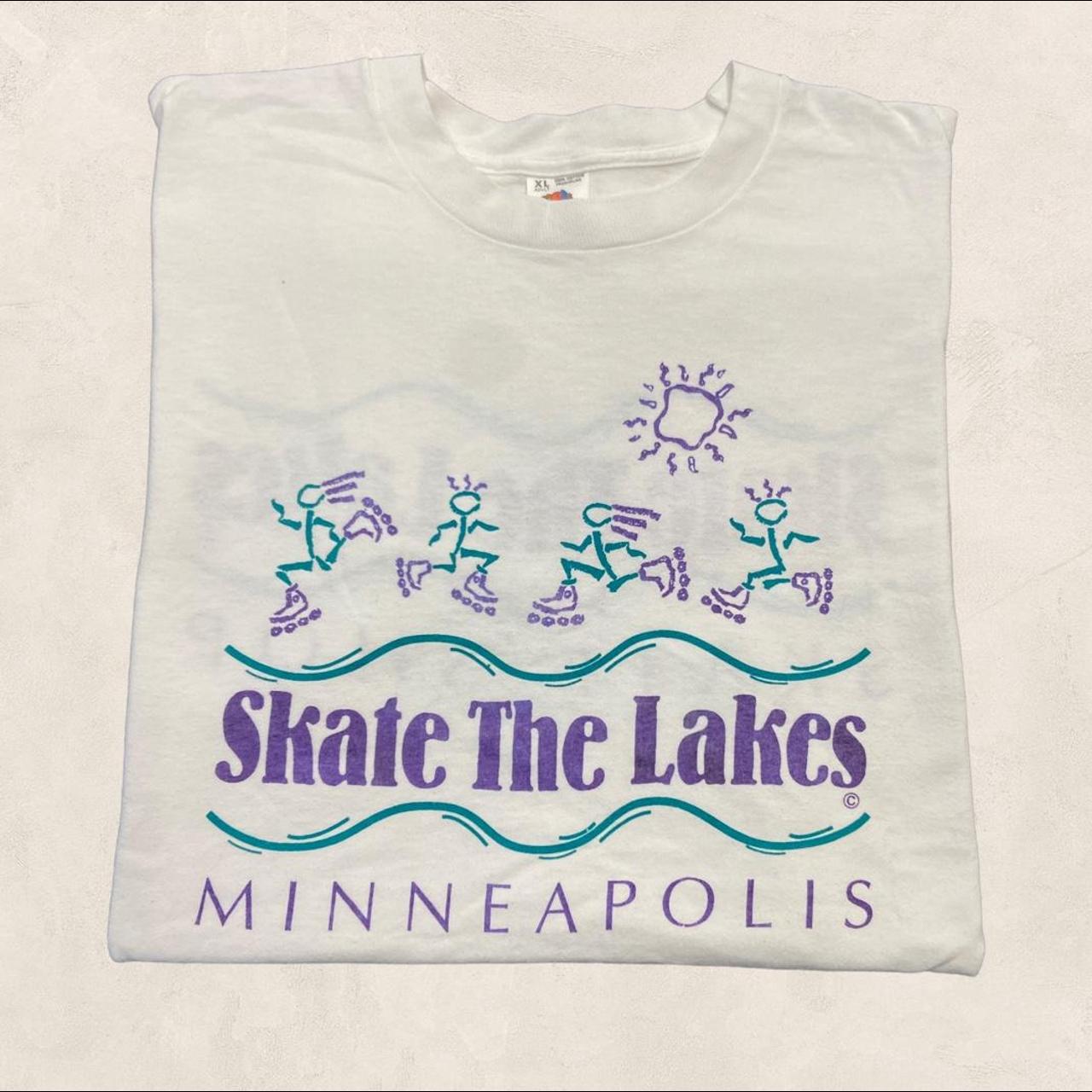 Vintage 90s USA skate the lakes Minneapolis skate shop graphic t-shirt