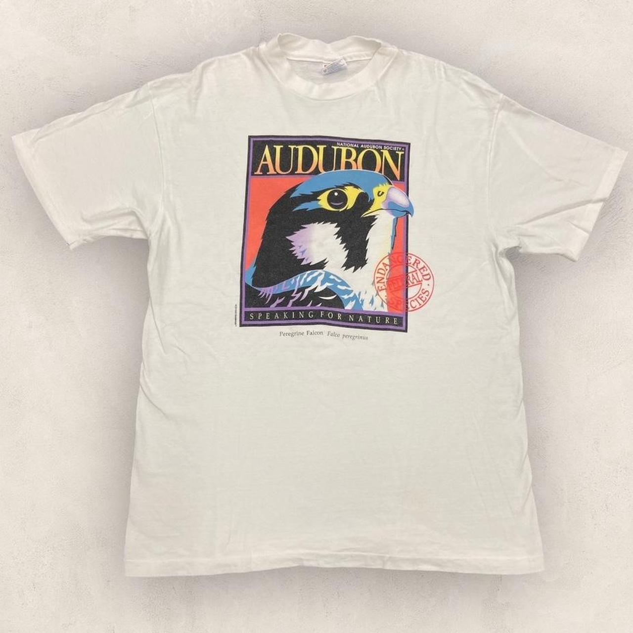 Vintage 90s USA National Audubon society peregrine falcon wildlife nature graphic t-shirt