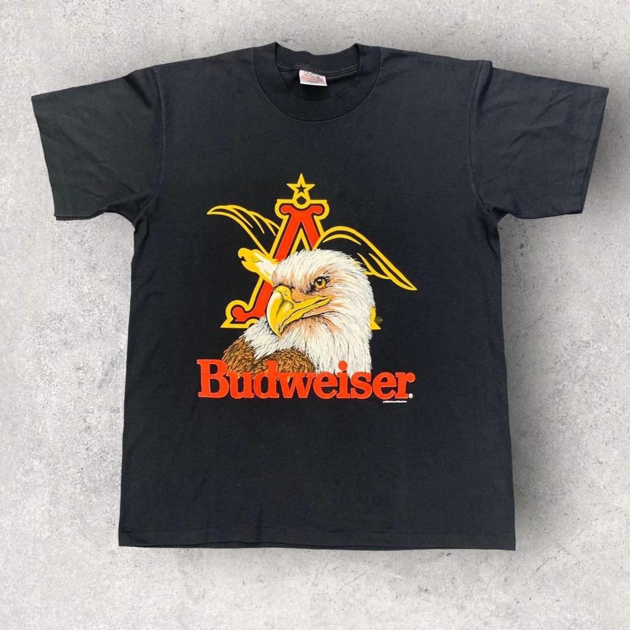 Vintage 80s USA Budweiser beer alcohol American eagle promotional graphic t-shirt