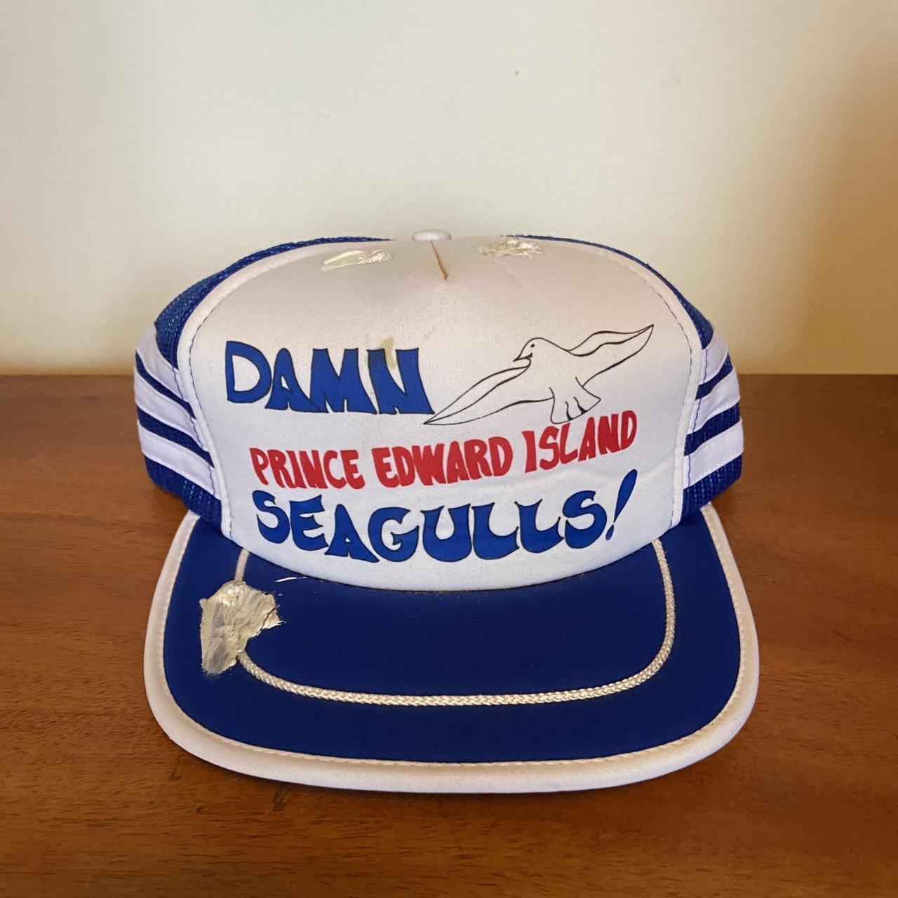 Vintage 90s Prince Edward Island Canada humour novelty ‘damn seagulls’ graphic trucker cap