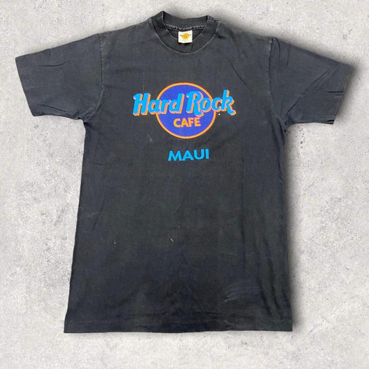 Vintage 90s USA Hard Rock Cafe Maui Hawaii graphic black t-shirt