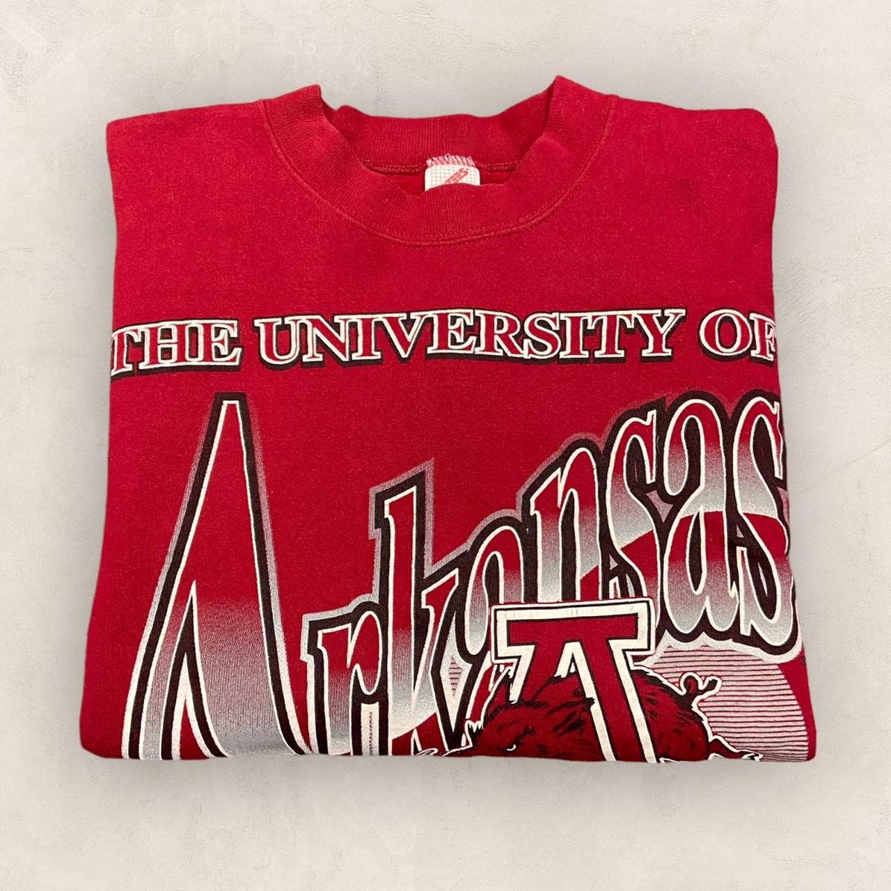 Vintage 90s USA University of Arkansas razorbacks college varsity promotional graphic sweatshirt