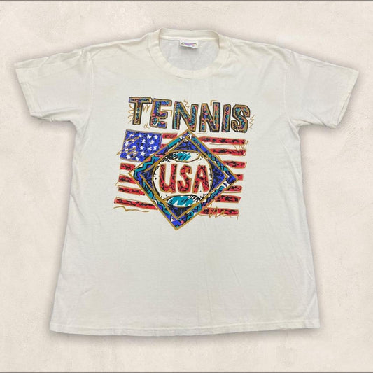 Vintage 90s Tennis USA Open graphic white t-shirt