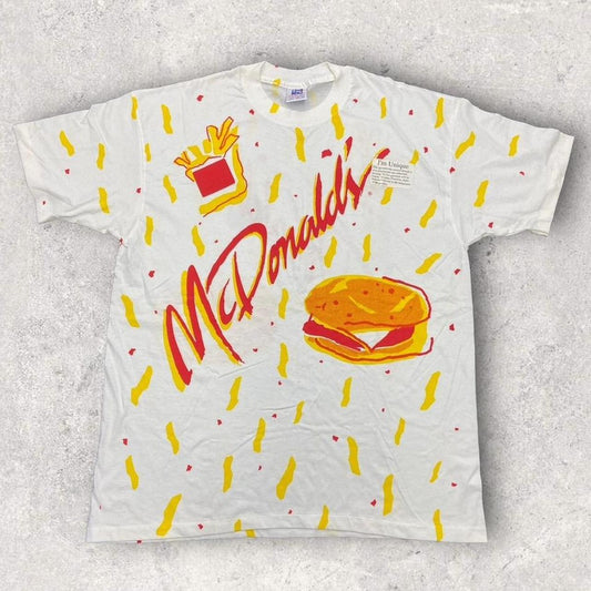 Vintage 90s USA McDonald’s AOP fast food promotional graphic t-shirt