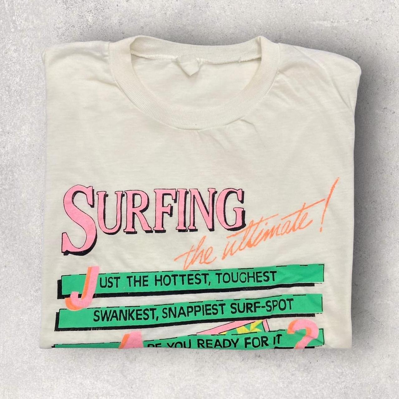 Vintage 90s USA surfing worldwide art deco promotional graphic t-shirt