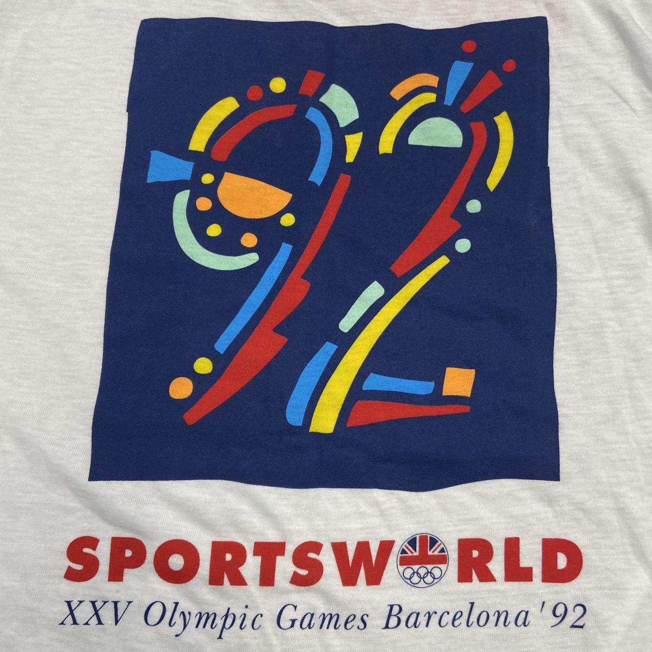 Vintage 90s Barcelona Olympics 1992 summer games graphic white t-shirt