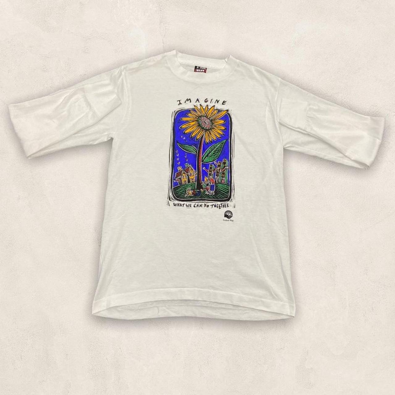 Vintage 90s USA ‘imagine what we can do together’ united way charity sunflower graphic t-shirt