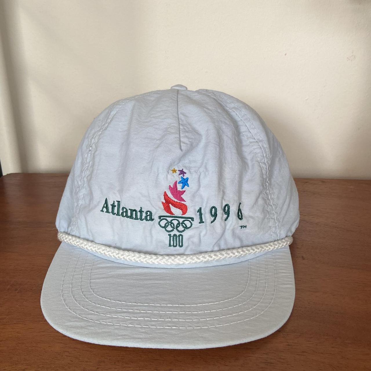 Atlanta 1996 Olympics Cap - Vintage 90s USA Olympic Games Nylon Memorabilia White Hat (OSFA)