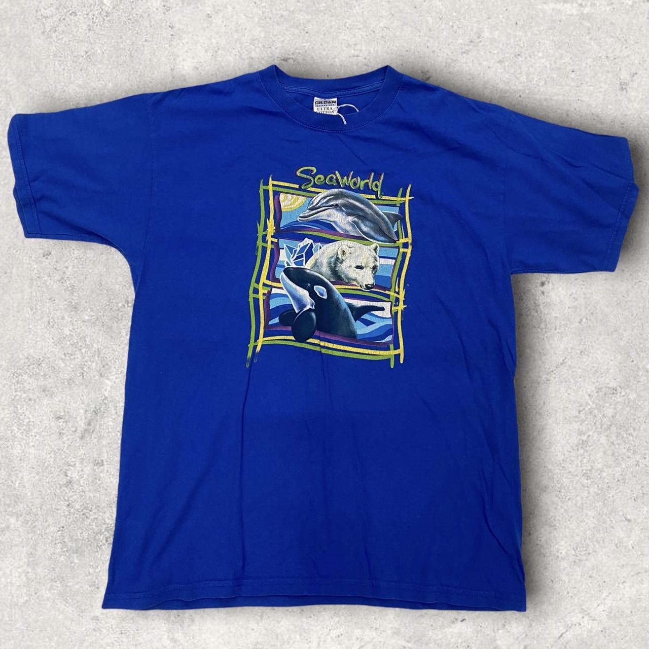 Vintage 90s USA Sea World Theme Park Blue T-Shirt