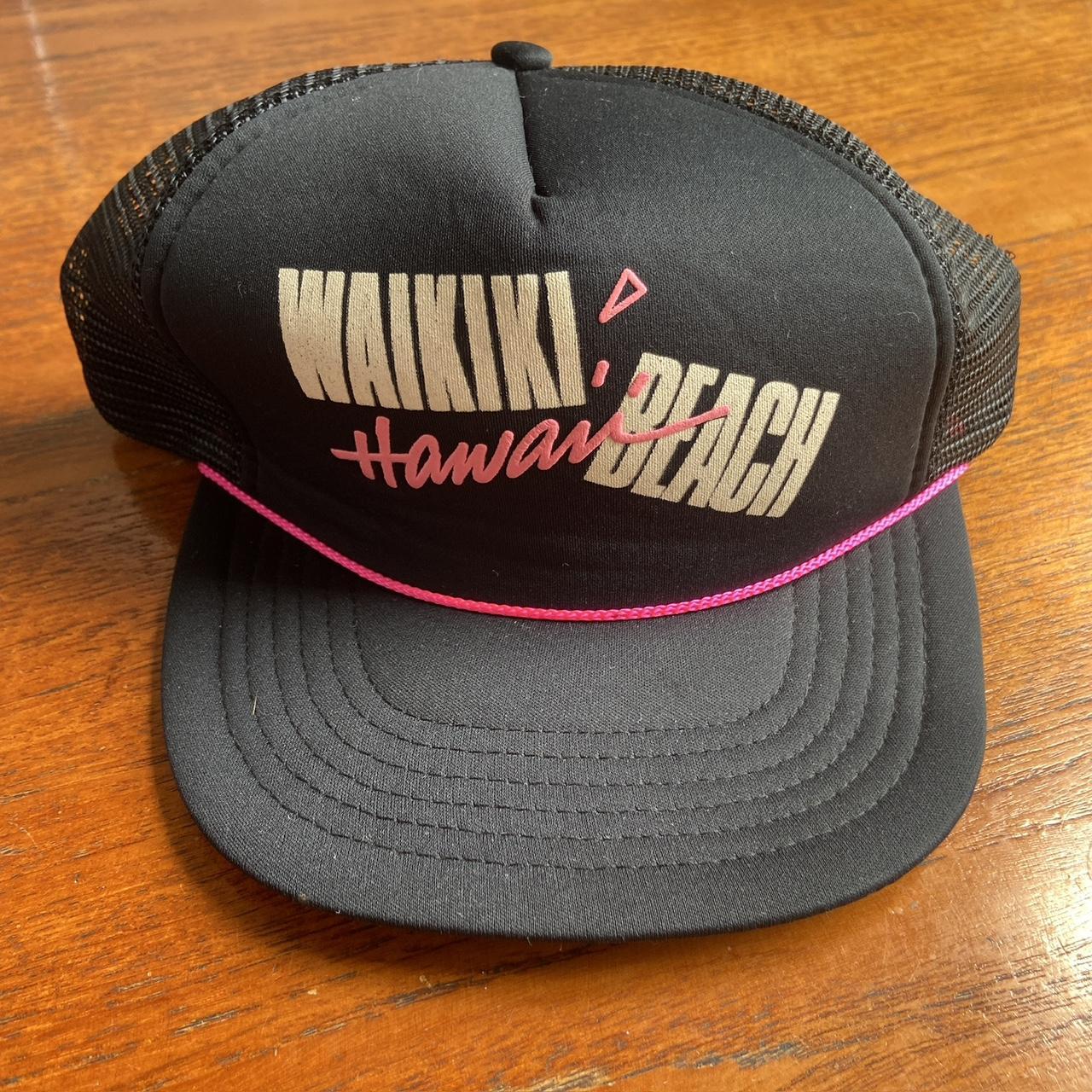 Vintage 90s USA Waikiki beach Hawaii tourist souvenir promotional graphic trucker cap