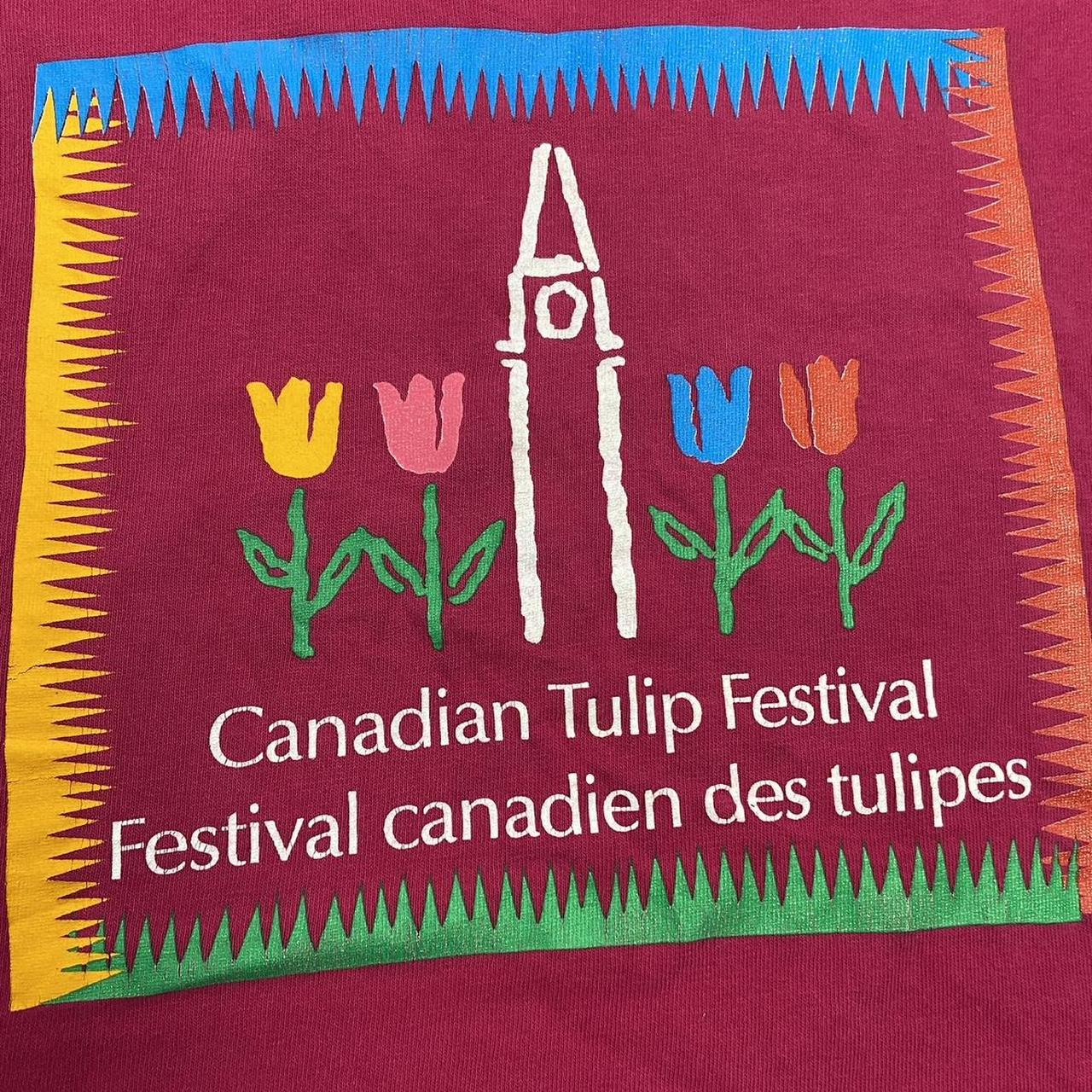 Vintage 90s Canada Canadian Tulip Festival Quebec promotional graphic t-shirt