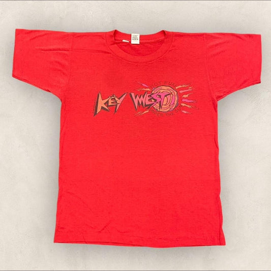 Vintage 80s USA Key West Florida hot fun under the sun promotional graphic t-shirt