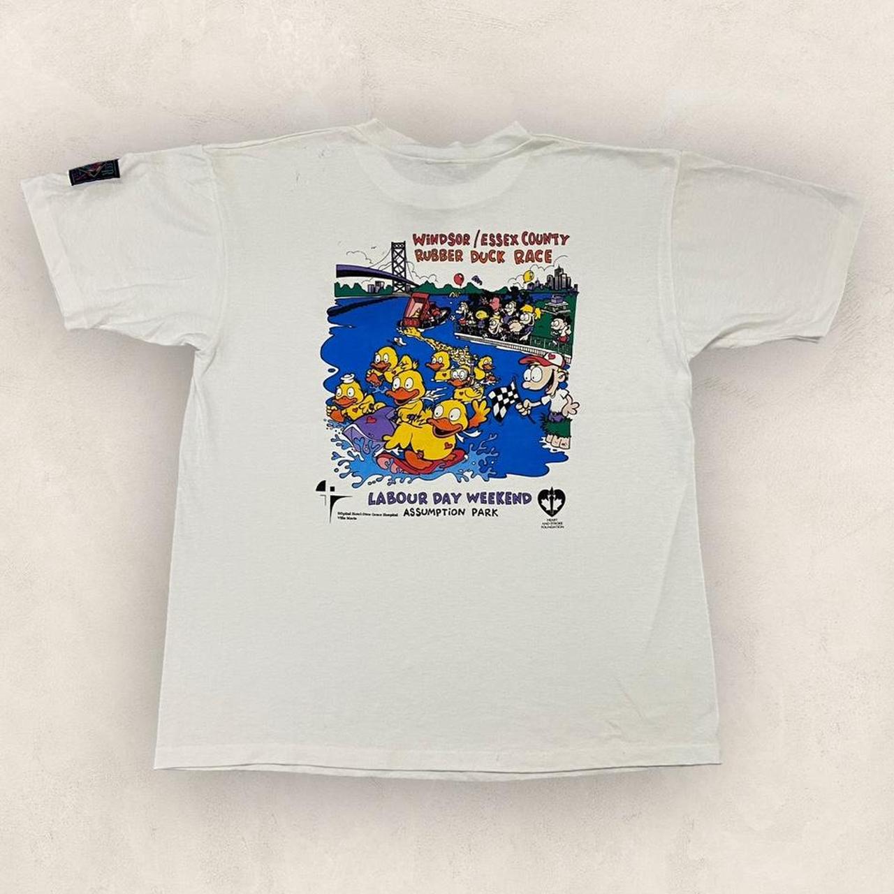 Vintage 90s rubber duck race Windsor Ontario Canada Labour Day weekend promotional graphic t-shirt