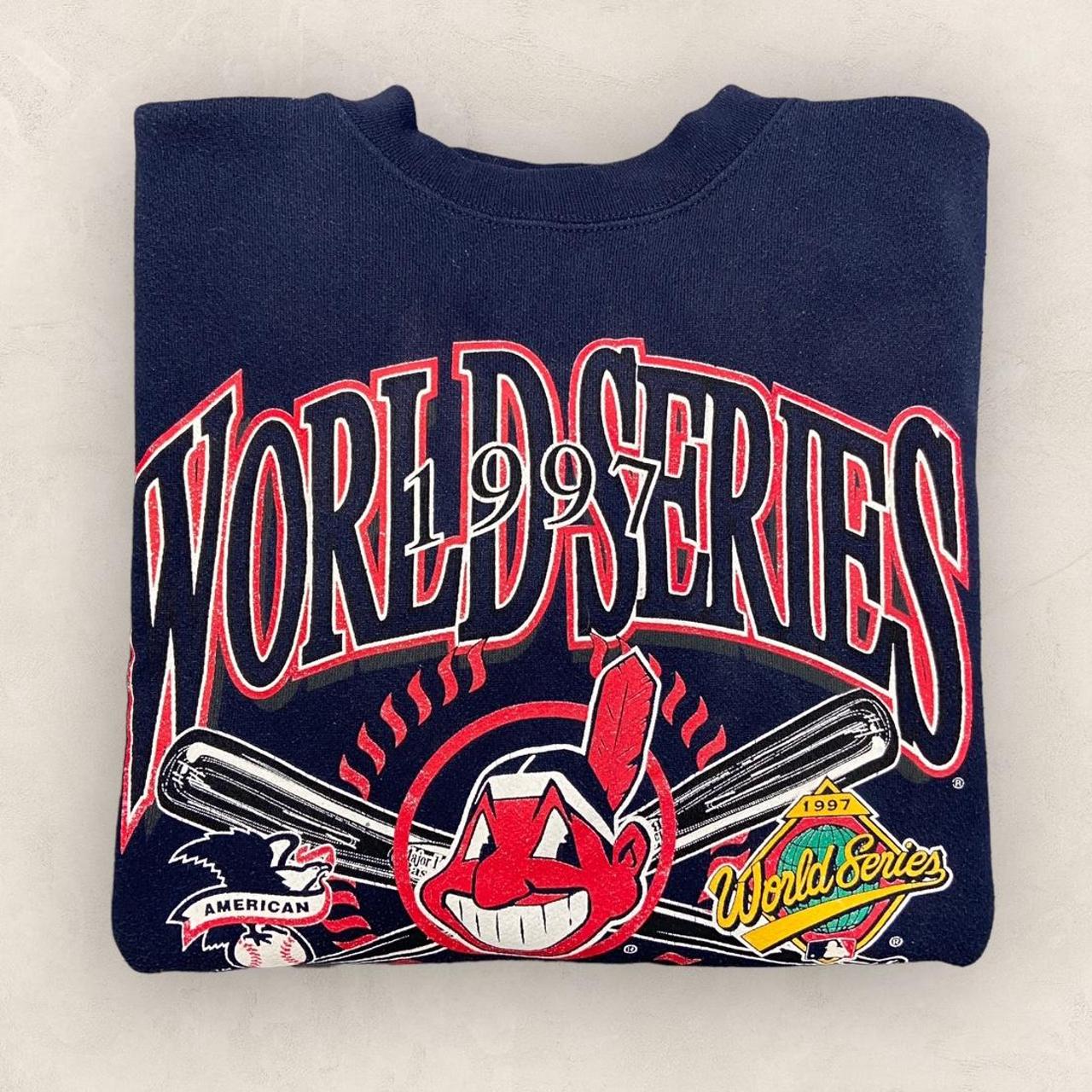 Vintage 90s USA Cleveland Indians MLB Baseball World Series promotional graphic sweatshirt