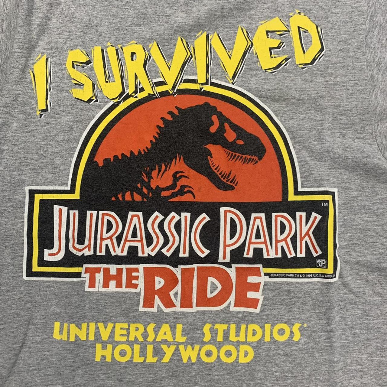 Vintage 90s USA Jurassic Park The Ride Universal Studios Hollywood promotional graphic t-shirt