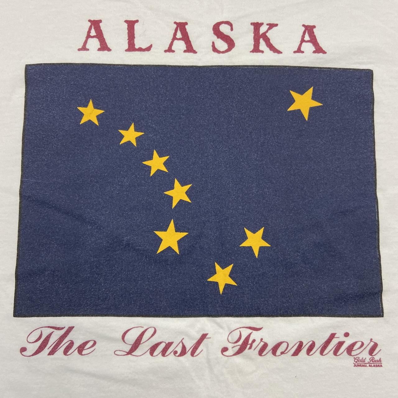 Vintage 90s USA Juneau Alaska flag ‘the last frontier’ graphic white t-shirt