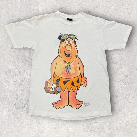 Vintage 90s USA The Flintstones Fred Flintstone hanna barbera cartoon promotional graphic t-shirt