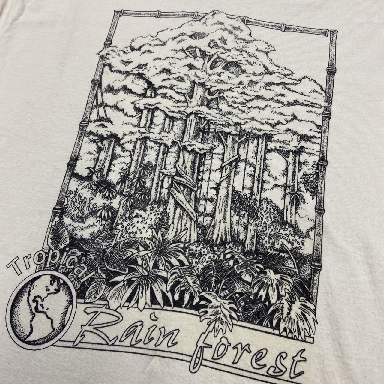 Vintage 90s USA tropical rainforest nature wildlife graphic cream t-shirt