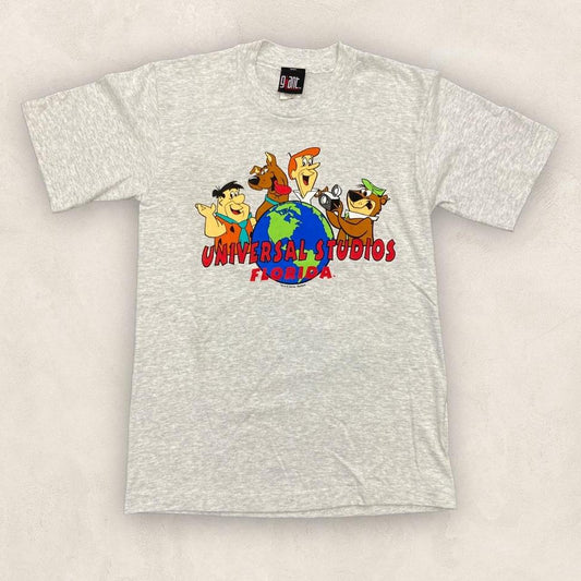 Vintage 90s USA universal studios Florida hanna barbera cartoon graphic grey t-shirt