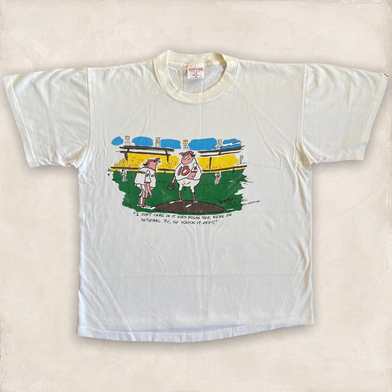 Vintage 90s USA baseball humour single stitch graphic white t-shirt