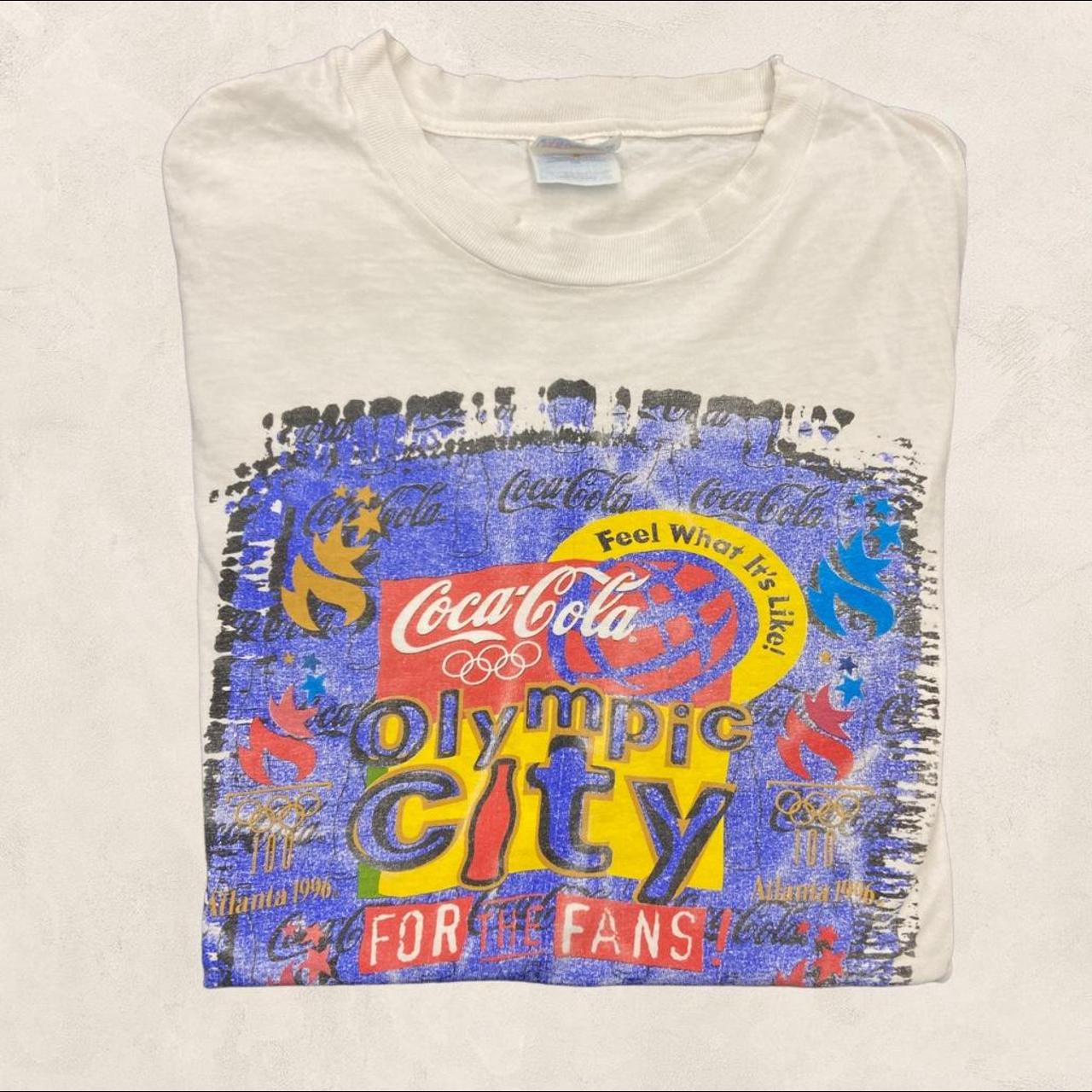 Vintage 90s USA Coca Cola Olympic city Atlanta Olympics summer games promotional graphic t-shirt