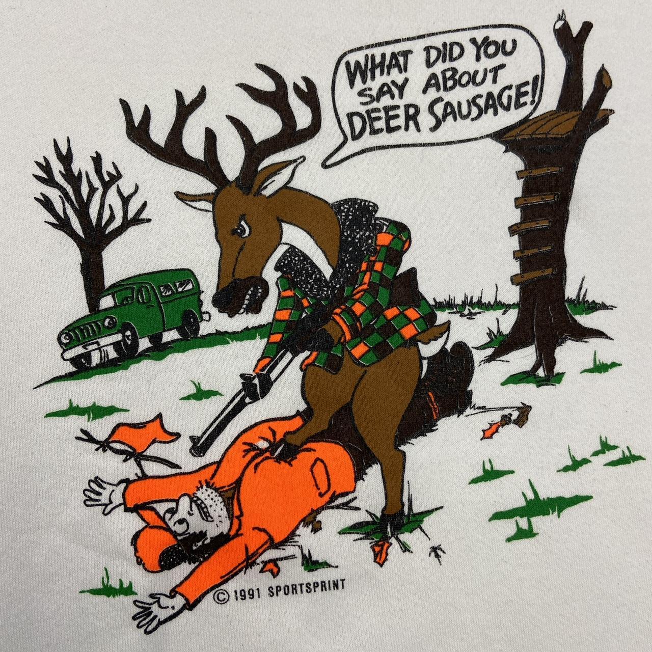 Vintage 90s USA hunter hunting humour deer promotional graphic sweatshirt