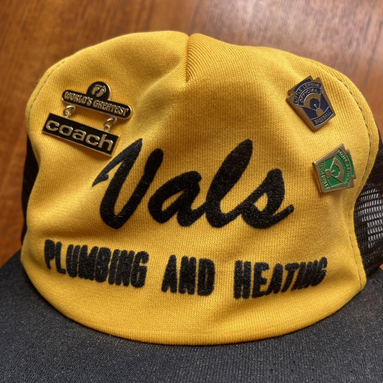 Vintage 90s USA Vals plumbing and heating promotional graphic trucker cap